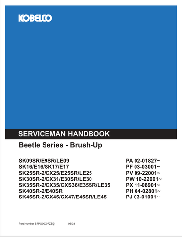 KOBELCO SK SERIES (S7PO00307ZE01) OPERATOR MANUAL - PDF FILE