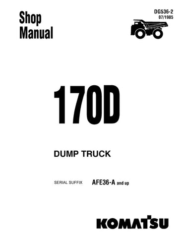 Unlock the full potential of your KOMATSU 170D AFE36-A & UP Dump Truck with our comprehensive Shop Manual DG536-2, available in a convenient PDF format. This essential resource provides detailed maintenance and repair instructions, ensuring your equipment operates at peak performance. With easy navigation and clear diagrams, you can quickly find the information you need to keep your dump truck running smoothly. Invest in this manual today to enhance your operational efficiency and prolong the life of your m