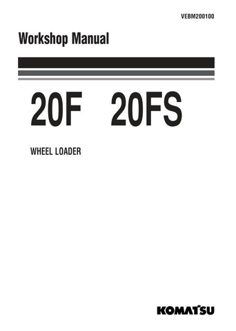 Unlock the full potential of your KOMATSU 20F and 20FS Wheel Loader with the comprehensive Shop Manual (VEBM200100) in PDF format. This essential resource provides detailed maintenance procedures, troubleshooting tips, and specifications to ensure your equipment operates at peak performance. With easy navigation and clear illustrations, this manual is designed for both seasoned professionals and DIY enthusiasts, making it an invaluable tool for efficient repairs and upkeep. Invest in your machinery's longev