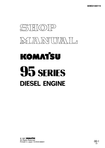 Unlock the full potential of your KOMATSU diesel engines with the comprehensive 95 Series Diesel Engine Shop Manual (SEBE61460114). This expertly crafted PDF file covers essential models including the 3D95S, 4D95S, 4D95L, S4D95L, 6D95L, S6D95L, SA6D95L, and SAA6D95LE, providing you with detailed insights into maintenance, troubleshooting, and repair procedures. With clear illustrations and step-by-step instructions, this manual is an invaluable resource for both professionals and DIY enthusiasts, ensuring 