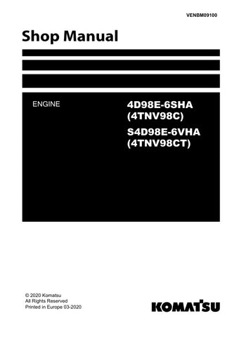 Unlock the full potential of your KOMATSU machinery with the comprehensive 4D98E-6SHA (4TNV98C) and S4D98E-6VHA (4TNV98CT) Engine Shop Manual (VENBM09100) in PDF format. This essential resource provides detailed insights into engine specifications, maintenance procedures, and troubleshooting tips, ensuring optimal performance and longevity of your equipment. With easy navigation and clear illustrations, this manual is designed for both seasoned professionals and DIY enthusiasts, making it a must-have for an