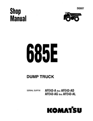 Unlock the full potential of your KOMATSU 685E Dump Truck with the comprehensive DG607 Shop Manual, available in a convenient PDF format. This essential resource covers models AFE43-A through AFE43-AD and AFE43-AG through AFE43-AL, providing detailed insights into maintenance, troubleshooting, and repair procedures. With clear diagrams and step-by-step instructions, this manual ensures you can keep your equipment running smoothly and efficiently, saving you time and money on repairs. Invest in your machiner