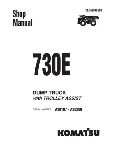 Unlock the full potential of your KOMATSU 730E Dump Truck with the comprehensive A30197-A30200 Shop Manual (CEBM008501) in PDF format. This essential resource provides detailed schematics, maintenance guidelines, and troubleshooting tips, ensuring your equipment operates at peak performance. Perfect for technicians and operators alike, this manual is designed to enhance your understanding and efficiency, making repairs and maintenance straightforward and effective. Invest in this invaluable tool today and k