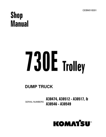 Unlock the full potential of your KOMATSU 730E dump truck with the comprehensive shop manual CEBM018301, available in a convenient PDF format. This essential resource covers models A30474, A30512-A30517, and A30546-A30549, providing detailed insights into maintenance, troubleshooting, and repair procedures. With clear illustrations and step-by-step instructions, this manual ensures you can keep your equipment running smoothly and efficiently, saving you time and money on repairs. Invest in your operational 
