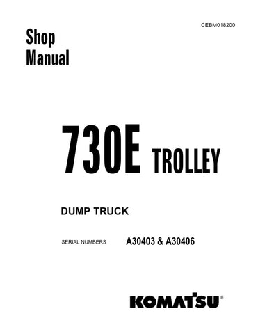 Unlock the full potential of your KOMATSU 730E Trolley Dump Truck with the comprehensive Shop Manual (CEBM018200) in PDF format. This essential resource provides detailed insights into maintenance, troubleshooting, and repair procedures, ensuring your equipment operates at peak performance. With easy navigation and clear illustrations, this manual is designed for both seasoned professionals and newcomers alike, making it an invaluable tool for efficient and effective truck management. Don't miss the opportu