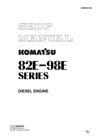 Discover the ultimate resource for maintaining and repairing your KOMATSU 82E to 98E series diesel engines with the comprehensive shop manual SEBM035103. This PDF file is designed to provide you with detailed insights and step-by-step instructions, ensuring that you can tackle any engine issue with confidence and precision.
