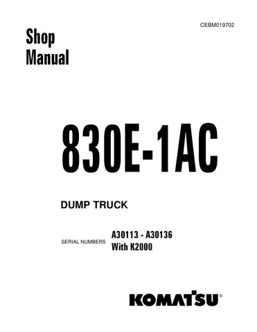 Unlock the full potential of your KOMATSU 830E-1AC dump truck with the comprehensive K2000 Shop Manual (CEBM019702) in PDF format. This essential resource provides detailed insights into maintenance, troubleshooting, and repair procedures, ensuring your equipment operates at peak performance. With easy navigation and clear illustrations, this manual is designed for both seasoned professionals and newcomers alike, making it an invaluable tool for maximizing efficiency and minimizing downtime. Invest in your 