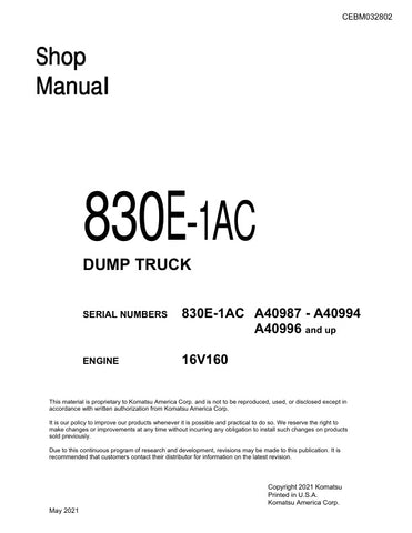 Unlock the full potential of your KOMATSU 960E-2 Dump Truck with the comprehensive Shop Manual (CEBM028701) in PDF format. This essential resource provides detailed insights into maintenance, troubleshooting, and repair procedures, ensuring your equipment operates at peak performance. With easy navigation and clear illustrations, this manual is designed for both seasoned professionals and newcomers alike, making it an invaluable tool for efficient and effective upkeep of your machinery. Don't miss out on th