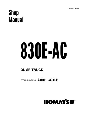 Unlock the full potential of your KOMATSU 830E-AC Dump Truck with the comprehensive Shop Manual (CEBM016204) in PDF format. This essential resource provides detailed insights into maintenance, troubleshooting, and repair procedures, ensuring your equipment operates at peak performance. With easy navigation and clear illustrations, this manual is designed for both seasoned professionals and newcomers alike, making it an invaluable tool for efficient and effective upkeep of your dump truck. Don't miss out on 