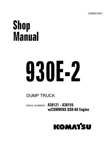  Unlock the full potential of your KOMATSU 930E-2 with the comprehensive SHOP MANUAL CEBM010401, available in a convenient PDF format. This essential guide covers models A30121 to A30155, providing detailed insights into maintenance, troubleshooting, and repair procedures. With easy navigation and clear illustrations, this manual is designed to enhance your operational efficiency and ensure your equipment runs smoothly. Invest in this invaluable resource today and keep your machinery in top condition for op