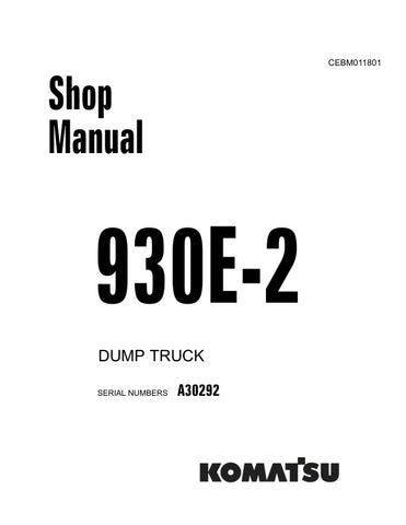 Unlock the full potential of your KOMATSU 930E-2 Dump Truck with the comprehensive A30292 Shop Manual (CEBM011801) in PDF format. This essential resource provides detailed maintenance procedures, troubleshooting tips, and specifications to ensure your equipment operates at peak performance. With easy navigation and clear illustrations, this manual is designed for both seasoned professionals and newcomers alike, making it an invaluable tool for efficient repairs and upkeep. Invest in your machinery's longevi
