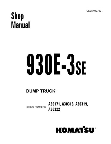 Unlock the full potential of your KOMATSU 930E-3SE dump truck with the comprehensive shop manual CEBM013702, available in a convenient PDF format. This essential resource includes detailed specifications, maintenance guidelines, and troubleshooting tips tailored specifically for models A30171, A30318, A30319, and A30322. Enhance your operational efficiency and ensure your equipment runs smoothly with expert insights at your fingertips. Perfect for mechanics and operators alike, this manual is a must-have fo