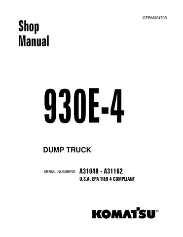 Unlock the full potential of your KOMATSU 930E-4 Dump Truck with the comprehensive Shop Manual (CEBM024703) in PDF format. This essential resource provides detailed insights into maintenance, troubleshooting, and repair procedures, ensuring your equipment operates at peak performance. With easy navigation and clear illustrations, this manual is designed for both seasoned professionals and newcomers alike, making it an invaluable tool for efficient and effective truck management. Don't miss the opportunity 
