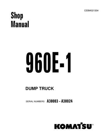Unlock the full potential of your KOMATSU 960E-1 Dump Truck with the comprehensive Shop Manual (CEBM021304) in PDF format. This essential resource provides detailed insights into maintenance, troubleshooting, and repair procedures, ensuring your equipment operates at peak performance. With easy navigation and clear illustrations, this manual is designed for both seasoned professionals and DIY enthusiasts, making it an invaluable addition to your toolkit. Invest in your machinery's longevity and efficiency t