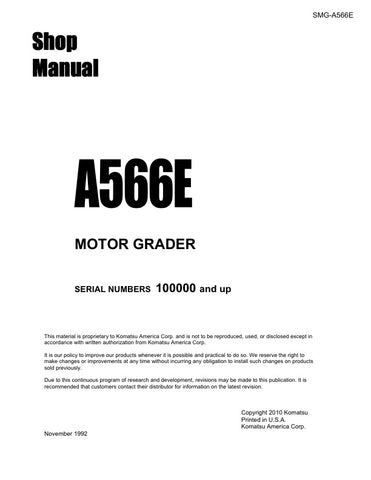 Unlock the full potential of your KOMATSU A566E motor grader with the comprehensive Shop Manual SMG-A566E, available in a convenient PDF format. This essential resource provides detailed specifications, maintenance guidelines, and troubleshooting tips, ensuring your equipment operates at peak performance. Perfect for both seasoned professionals and DIY enthusiasts, this manual is your go-to guide for efficient repairs and upkeep, helping you save time and money while extending the life of your grader. Don't