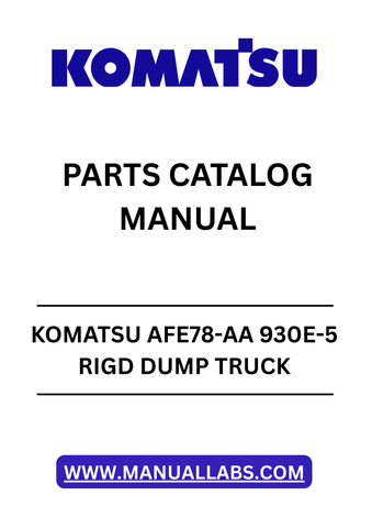 Discover the essential KOMATSU AFE78-AA 930E-5 RIGD Dump Truck Parts Catalog Manual, designed specifically for models SN A40107-A40110. This comprehensive PDF file serves as a vital resource for maintenance and repair, ensuring your equipment operates at peak performance.