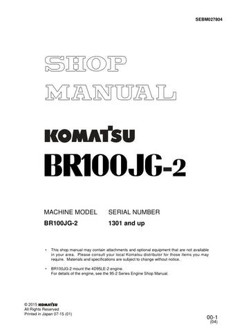 Unlock the full potential of your KOMATSU BR100JG-2 with the comprehensive Shop Manual SEBM027804, designed for models 1301 and up. This PDF file is an essential resource for technicians and DIY enthusiasts alike, providing detailed insights into maintenance, troubleshooting, and repair procedures. With clear diagrams and step-by-step instructions, you can ensure your equipment operates at peak performance, saving you time and money on costly repairs. Invest in this invaluable manual today and keep your mac
