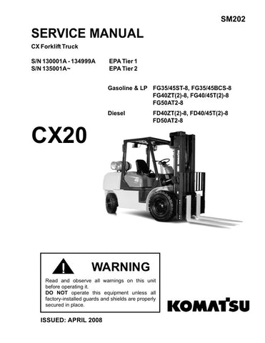 Unlock the full potential of your KOMATSU CX20 Forklift Truck with the comprehensive Service Manual SM202, available in a convenient PDF format. This essential guide provides detailed maintenance procedures, troubleshooting tips, and technical specifications to ensure your forklift operates at peak performance. With easy navigation and clear illustrations, this manual is designed for both seasoned technicians and DIY enthusiasts, making it an invaluable resource for keeping your equipment in top shape. Inve