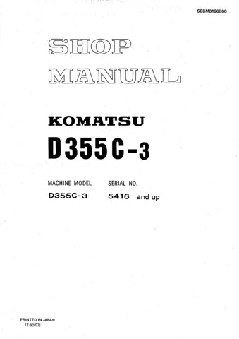 Unlock the full potential of your KOMATSU D355C-3 with the comprehensive SHOP MANUAL SEBM0196B00, available in a convenient PDF format. This essential guide provides detailed insights into maintenance, troubleshooting, and repair procedures, ensuring your equipment operates at peak performance. With easy navigation and clear illustrations, this manual is an invaluable resource for both seasoned professionals and DIY enthusiasts. Invest in your machinery's longevity and efficiency today!