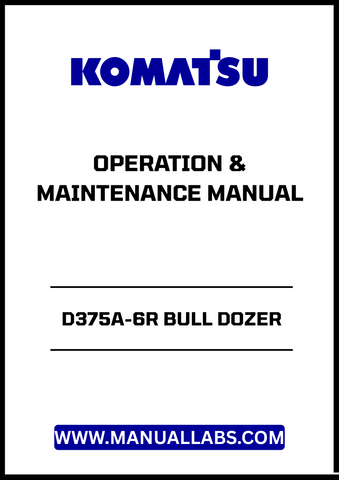 Unlock the full potential of your KOMATSU D375A-6R Bull Dozer with the comprehensive Operation & Maintenance Manual (PEN01268-00).