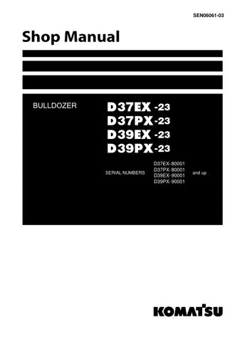 Unlock the full potential of your KOMATSU D37EX-23, D37PX-23, D39EX-23, and D39PX-23 bulldozers with the comprehensive SHOP MANUAL SEN06061-03 in PDF format. This essential guide provides detailed schematics, maintenance tips, and troubleshooting advice, ensuring your equipment operates at peak performance. With easy navigation and clear instructions, this manual is a must-have for operators and technicians alike, empowering you to tackle repairs and maintenance with confidence. Don't miss out on the opport