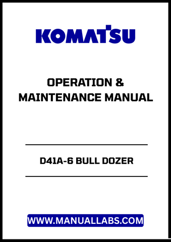 Discover the essential KOMATSU D41A-6 Bull Dozer Operation & Maintenance Manual (SEAM016701) in a convenient PDF format.