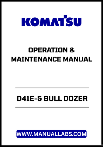 Discover the essential KOMATSU D41E-5 Bull Dozer Operation & Maintenance Manual (SEAM003400) in a convenient PDF format.