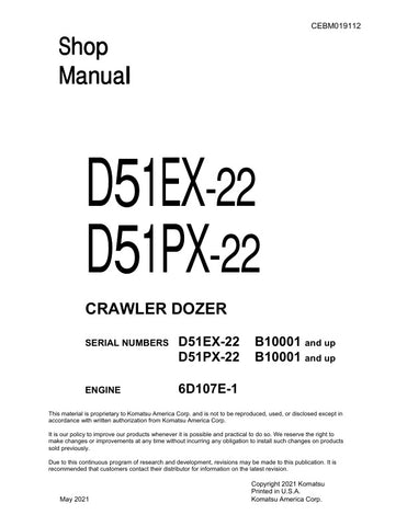 Unlock the full potential of your KOMATSU D51EX-22 and D51PX-22 crawler dozers with the comprehensive CEBM019112 shop manual in PDF format. This essential resource provides detailed insights into maintenance, troubleshooting, and repair procedures, ensuring your machinery operates at peak performance. With easy navigation and clear illustrations, this manual is designed for both seasoned professionals and DIY enthusiasts, making it an invaluable addition to your equipment toolkit. Don't miss the opportunity