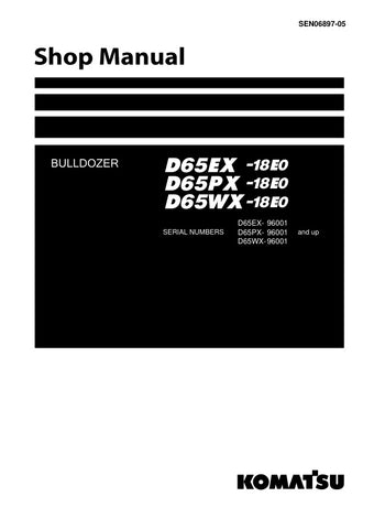 Unlock the full potential of your KOMATSU D65EX-18E0, D65PX-18E0, and D65WX-18E0 bulldozers with the comprehensive SHOP MANUAL SEN06897-05, available in a convenient PDF format. This essential guide provides detailed schematics, maintenance tips, and troubleshooting advice, ensuring your equipment operates at peak performance. With easy navigation and clear instructions, this manual is a must-have for operators and technicians alike, helping you save time and reduce costly repairs. Invest in your machinery'