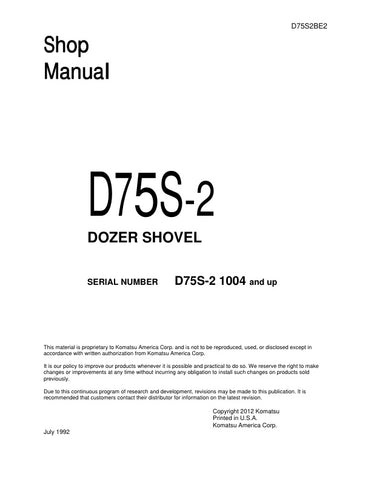 Unlock the full potential of your KOMATSU D75S-2 dozer with the comprehensive Shop Manual (D75S2BE2) in PDF format. This essential guide, designed for models 1004 and up, provides detailed insights into maintenance, troubleshooting, and repair procedures, ensuring your equipment operates at peak performance. With easy navigation and clear illustrations, this manual is an invaluable resource for both professionals and DIY enthusiasts, helping you save time and reduce costly downtime. Invest in your machinery