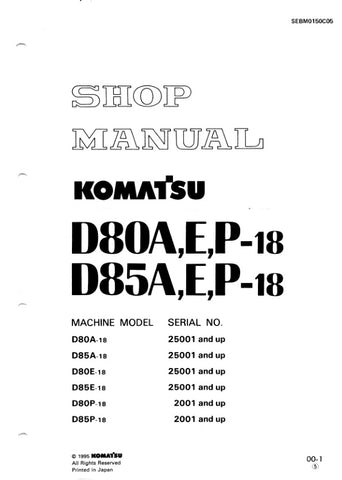 Unlock the full potential of your Komatsu machinery with the KOMATSU D80A-18, D80E-18, D80P-18, D85A-18, D85E-18, D85P-18 Shop Manual SEBM0150C05 in PDF format. This comprehensive manual provides detailed insights into maintenance, troubleshooting, and repair procedures, ensuring your equipment operates at peak performance. With easy navigation and clear illustrations, this digital resource is essential for both seasoned professionals and DIY enthusiasts looking to enhance their understanding and efficiency