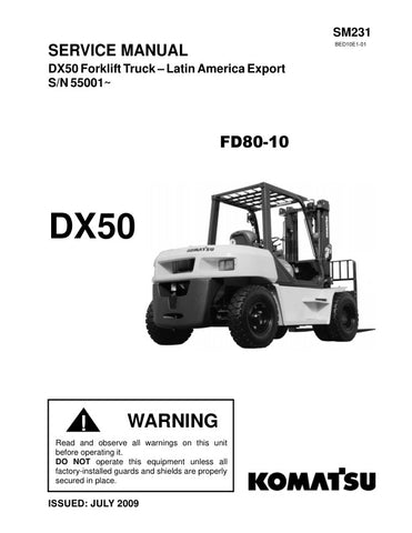 Unlock the full potential of your KOMATSU DX50 and FD80-10 machinery with the comprehensive Shop Manual SM231, specifically designed for models 55001 and up. This PDF file is an essential resource for technicians and DIY enthusiasts alike, offering detailed diagrams, maintenance tips, and troubleshooting guidance to ensure optimal performance and longevity of your equipment. With easy navigation and clear instructions, you can confidently tackle repairs and maintenance tasks, saving time and money while kee
