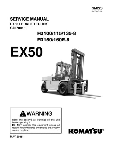 Unlock the full potential of your KOMATSU machinery with the comprehensive Shop Manual SM228 for models EX50, FD100/115/135-8, and FD150/160E-8. This PDF file is an essential resource for technicians and operators alike, providing detailed diagrams, maintenance procedures, and troubleshooting tips to ensure optimal performance and longevity of your equipment. With easy navigation and clear instructions, you can confidently tackle repairs and maintenance tasks, saving time and reducing downtime. Invest in yo