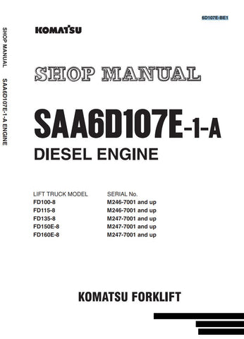 Unlock the full potential of your KOMATSU FD series with the comprehensive Engine Shop Manual (6D107E-BE1) in PDF format. This essential guide covers models FD100-8, FD115-8, FD135-8, FD150E-8, and FD160E-8, providing detailed insights into maintenance, troubleshooting, and repair procedures. With easy navigation and clear illustrations, this manual is designed to enhance your understanding and efficiency, ensuring your equipment runs smoothly and reliably. Invest in this invaluable resource today and keep 
