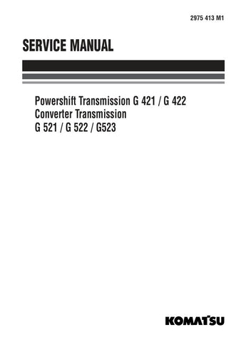  Unlock the full potential of your Komatsu machinery with the comprehensive G421, G422, G521, G522, and G523 Transmission Powershift/Converter Service Manual. This expertly crafted PDF file, designated as 2975 413 M1, provides detailed insights and step-by-step instructions for efficient maintenance and repair. Enhance your operational efficiency and minimize downtime with this essential resource, designed to keep your equipment running smoothly and reliably. Invest in your machinery's longevity and perform