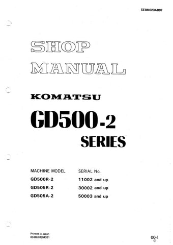 Unlock the full potential of your Komatsu machinery with the KOMATSU GD500R-2, GD505R-2, GD505A-2 Shop Manual SEBM023AB07 in PDF format. This comprehensive manual provides detailed insights into maintenance, troubleshooting, and repair procedures, ensuring your equipment operates at peak performance. With easy navigation and clear illustrations, this digital resource is essential for both seasoned professionals and DIY enthusiasts looking to enhance their understanding and efficiency. Invest in this indispe