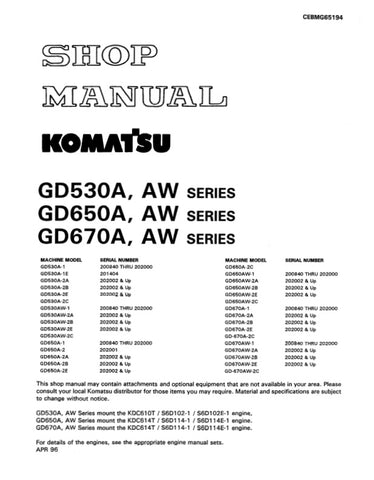 Unlock the full potential of your KOMATSU machinery with the GD530A, GD650A, GD670A, AW SERIES SHOP MANUAL (CEBMG65194) in PDF format. This comprehensive manual provides detailed insights into maintenance, troubleshooting, and repair procedures, ensuring your equipment operates at peak performance. With easy navigation and clear illustrations, you can quickly find the information you need to keep your machines running smoothly. Invest in this essential resource today and enhance your operational efficiency.
