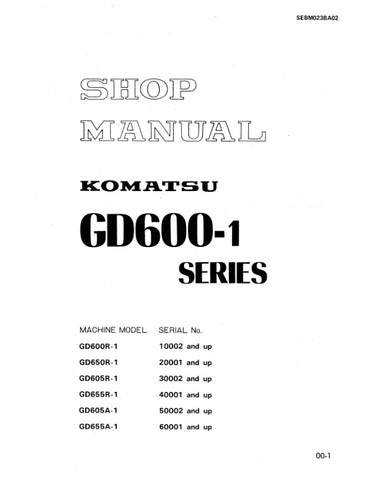 Unlock the full potential of your Komatsu machinery with the comprehensive SHOP MANUAL SEBM023BA02, available in a convenient PDF format. This manual covers essential models including GD600R-1, GD650R-1, GD605R-1, GD655R-1, GD605A-1, GD655A-1, and GD600-1, providing detailed insights into maintenance, troubleshooting, and repair procedures. With easy navigation and clear illustrations, this manual is an invaluable resource for operators and technicians alike, ensuring your equipment runs smoothly and effici