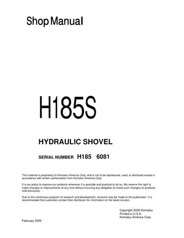 Unlock the full potential of your Komatsu H185S Hydraulic Shovel with the comprehensive shop manual (H185S06081SM) in PDF format. This essential guide provides detailed schematics, maintenance tips, and troubleshooting advice, ensuring your equipment operates at peak performance. Perfect for technicians and operators alike, this manual is your go-to resource for efficient repairs and upkeep, helping you save time and reduce downtime. Invest in your machinery's longevity and efficiency today!
