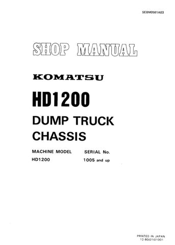 Unlock the full potential of your KOMATSU HD1200-1 Dump Truck with the comprehensive SEBM0581A03 Shop Manual, available in a convenient PDF format. This essential resource provides detailed maintenance and repair instructions, ensuring your equipment operates at peak performance. With easy navigation and clear diagrams, you can quickly troubleshoot issues and perform routine services, saving you time and money. Invest in this indispensable manual today to keep your dump truck running smoothly and efficientl