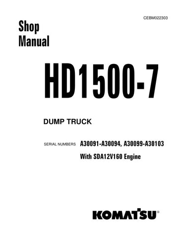 Unlock the full potential of your KOMATSU HD1500-7 dump truck with the comprehensive shop manual CEBM022303. This PDF file, covering models A30091-A30094 and A30099-A30103, provides detailed insights into maintenance, troubleshooting, and repair procedures, ensuring your equipment operates at peak performance. With easy navigation and clear illustrations, this manual is an essential resource for both seasoned professionals and DIY enthusiasts, helping you save time and reduce costly downtime. Invest in your