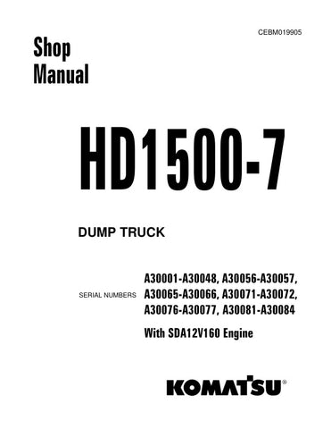 Unlock the full potential of your KOMATSU HD1500-7 Dump Truck with the comprehensive Shop Manual (CEBM019905) in PDF format. This essential resource provides detailed insights into maintenance, troubleshooting, and repair procedures, ensuring your equipment operates at peak performance. With easy navigation and clear illustrations, this manual is designed for both seasoned professionals and newcomers alike, making it an invaluable tool for efficient and effective truck management. Don't miss out on the oppo