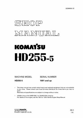 Unlock the full potential of your KOMATSU HD255-5 with the comprehensive Shop Manual SEBM009118, designed specifically for models 1001 and up. This PDF file is an essential resource for technicians and DIY enthusiasts alike, providing detailed diagrams, maintenance procedures, and troubleshooting tips to ensure your equipment runs smoothly and efficiently. With easy navigation and clear instructions, this manual empowers you to tackle repairs with confidence, saving you time and money. Don't miss out on the