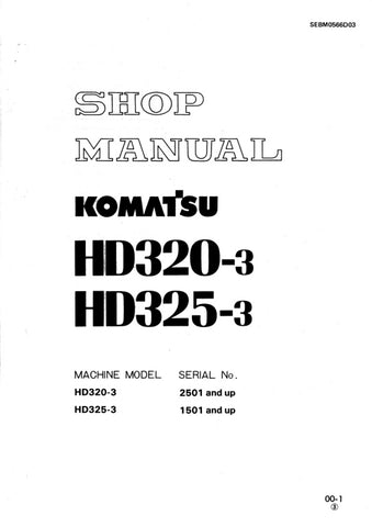 Unlock the full potential of your Komatsu machinery with the KOMATSU HD320-3 and HD325-3 Shop Manual (SEBM0566D03) in PDF format. This comprehensive guide is essential for operators and technicians, providing detailed insights into maintenance, troubleshooting, and repair procedures for models 2501 & UP and 1501 & UP. With easy navigation and clear illustrations, this manual ensures you can keep your equipment running smoothly and efficiently, minimizing downtime and maximizing productivity. Invest in this 