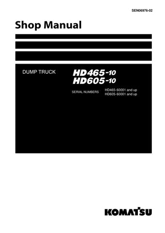 Unlock the full potential of your KOMATSU HD465-10 and HD605-10 dump trucks with the comprehensive Shop Manual SEN06976-02, available in a convenient PDF format. This essential resource provides detailed maintenance procedures, troubleshooting tips, and specifications to ensure your equipment operates at peak performance. With easy navigation and clear illustrations, this manual is designed for both seasoned professionals and DIY enthusiasts, making it an invaluable tool for efficient repairs and upkeep. Do