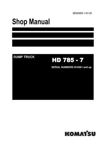  Enhance your maintenance capabilities with the KOMATSU HD785-7 Dump Truck Shop Manual (SEN05900-1-N1-00). This comprehensive PDF file is designed for models N10561 and up, providing detailed insights into repair procedures, troubleshooting, and parts identification. With clear illustrations and step-by-step instructions, this manual ensures you can keep your dump truck operating at peak performance, saving you time and reducing downtime. Invest in this essential resource to streamline your maintenance proc