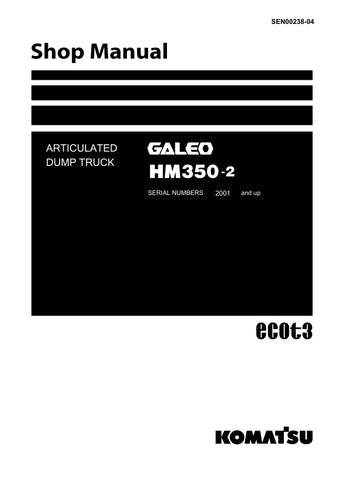 Unlock the full potential of your KOMATSU HM350-2 articulated dump truck with the comprehensive SHOP MANUAL SEN00238-04, designed for models from 2001 and up. This PDF file is an essential resource for operators and technicians alike, providing detailed insights into maintenance, troubleshooting, and repair procedures. With clear diagrams and step-by-step instructions, you can ensure optimal performance and longevity of your equipment, saving time and reducing downtime. Invest in this invaluable manual toda