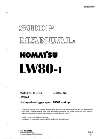 Unlock the full potential of your KOMATSU LW80-1 Crane with the comprehensive SEBM003801 Shop Manual, available in a convenient PDF format. This essential resource provides detailed schematics, maintenance guidelines, and troubleshooting tips, ensuring you can keep your equipment running smoothly and efficiently. Perfect for technicians and operators alike, this manual is your go-to guide for maximizing performance and minimizing downtime. Don't miss out on the opportunity to enhance your operational capabi