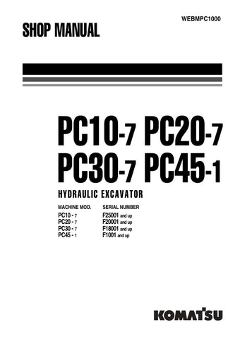 Unlock the full potential of your KOMATSU PC10-7, PC20-7, PC30-7, and PC45-1 hydraulic excavators with the comprehensive WEBMPC1000 shop manual in PDF format. This essential resource provides detailed schematics, maintenance guidelines, and troubleshooting tips, ensuring your machinery operates at peak performance. With easy navigation and clear instructions, this manual is perfect for both seasoned professionals and DIY enthusiasts looking to enhance their repair and maintenance skills. Invest in your equi
