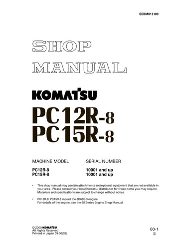 Unlock the full potential of your KOMATSU PC12R-8 and PC15R-8 excavators with the comprehensive SHOP MANUAL SEBM013103, available as a convenient PDF file. This essential resource provides detailed maintenance procedures, troubleshooting tips, and specifications tailored for models 10001 and up, ensuring you have the knowledge to keep your machinery running smoothly. With easy navigation and clear illustrations, this manual is perfect for both seasoned professionals and DIY enthusiasts looking to enhance th
